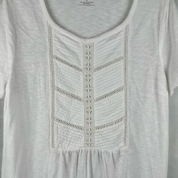 Talbots White Embroidered T-Shirt Medium - Picture 2 of 10